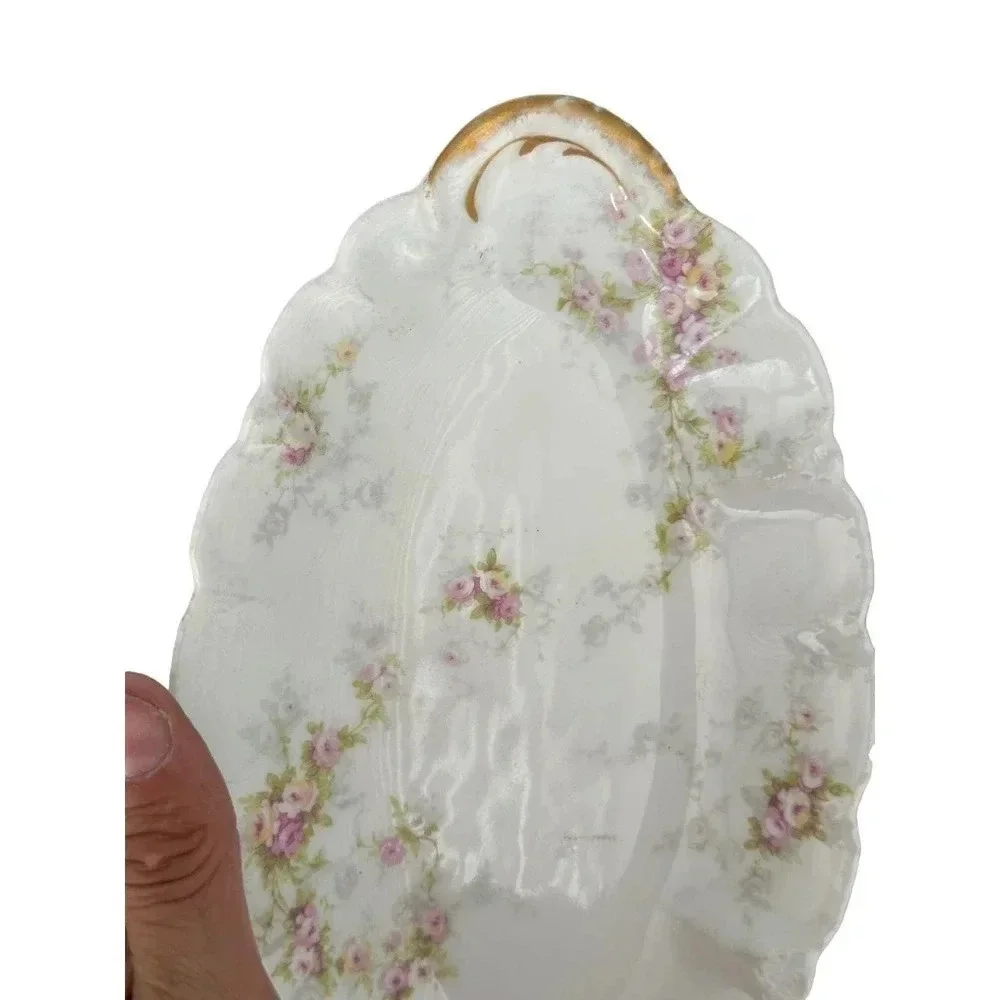 Vintage Haviland Limoge White & Pink Floral Print Dish Plate